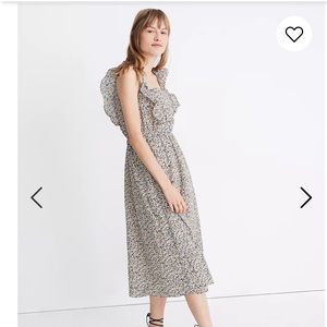 Ruffle-Strap Square-Neck Floral Midi Dress